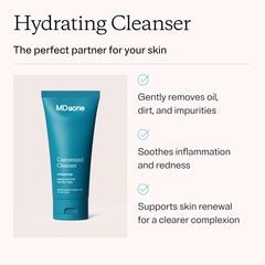 MDacne Hydrating Cleanser foamy lather ready for daily use.