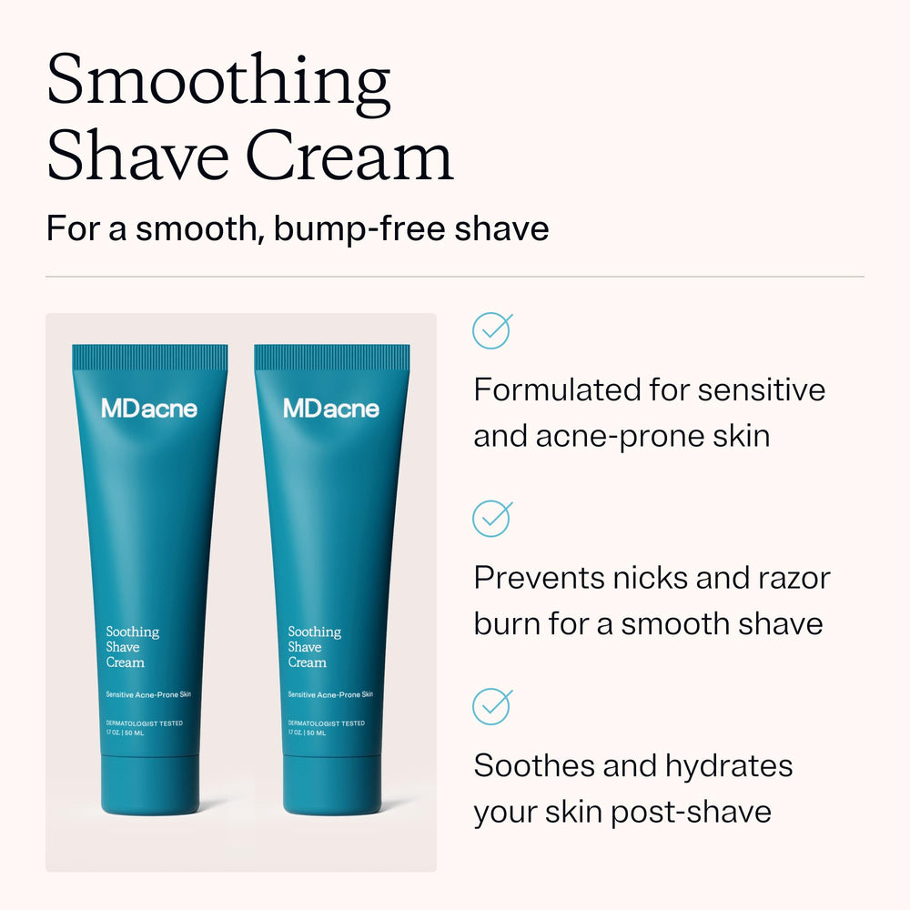 MDacne lather closeup showing smooth, gentle foam for irritation-free shaving.