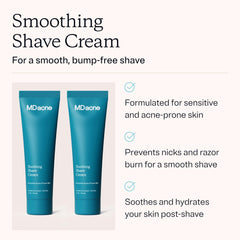 MDacne lather closeup showing smooth, gentle foam for irritation-free shaving.