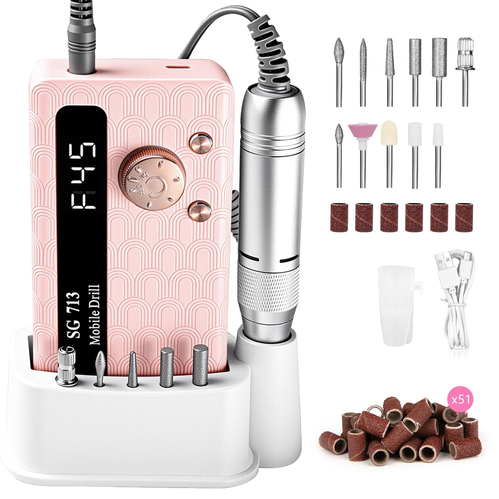 MDK electric nail drill at 45,000 RPM for fast acrylic prep.