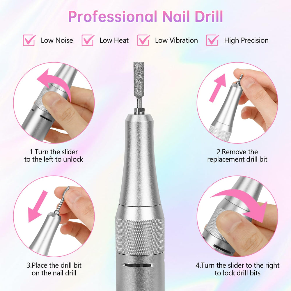 MDK nail drill with 11 bits and sturdy base for versatile tasks.