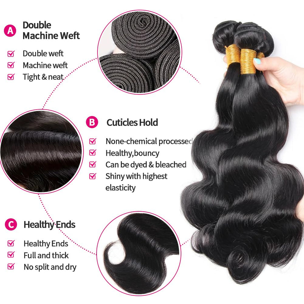 MDL 12A Body Wave Bundles show strong double-machine weft for durability