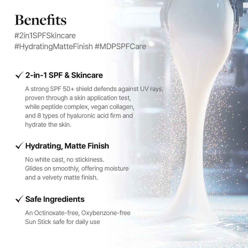 MDP+ Peptide 9 Bio Sunstick Pro on skin demonstrates a matte finish without white cast.