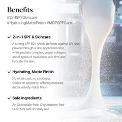 MDP+ Peptide 9 Bio Sunstick Pro on skin demonstrates a matte finish without white cast.