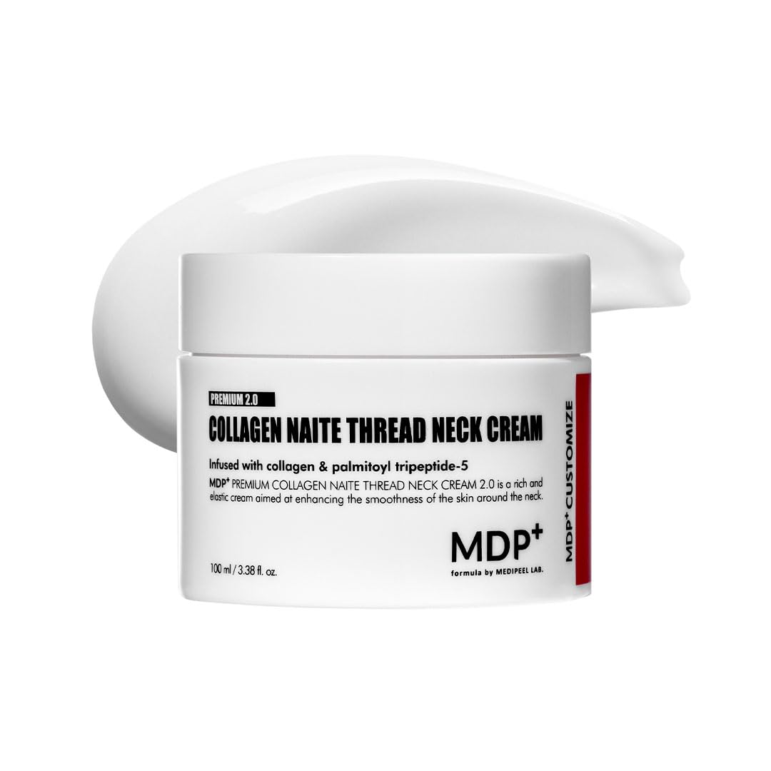 MDP+ Premium Collagen Naite Neck Cream jar shown for rich hydration and firming benefits