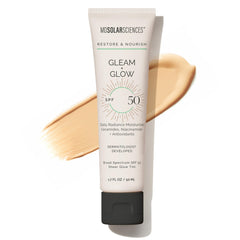 MDSolarSciences Gleam + Glow SPF50 packaging for everyday sun protection