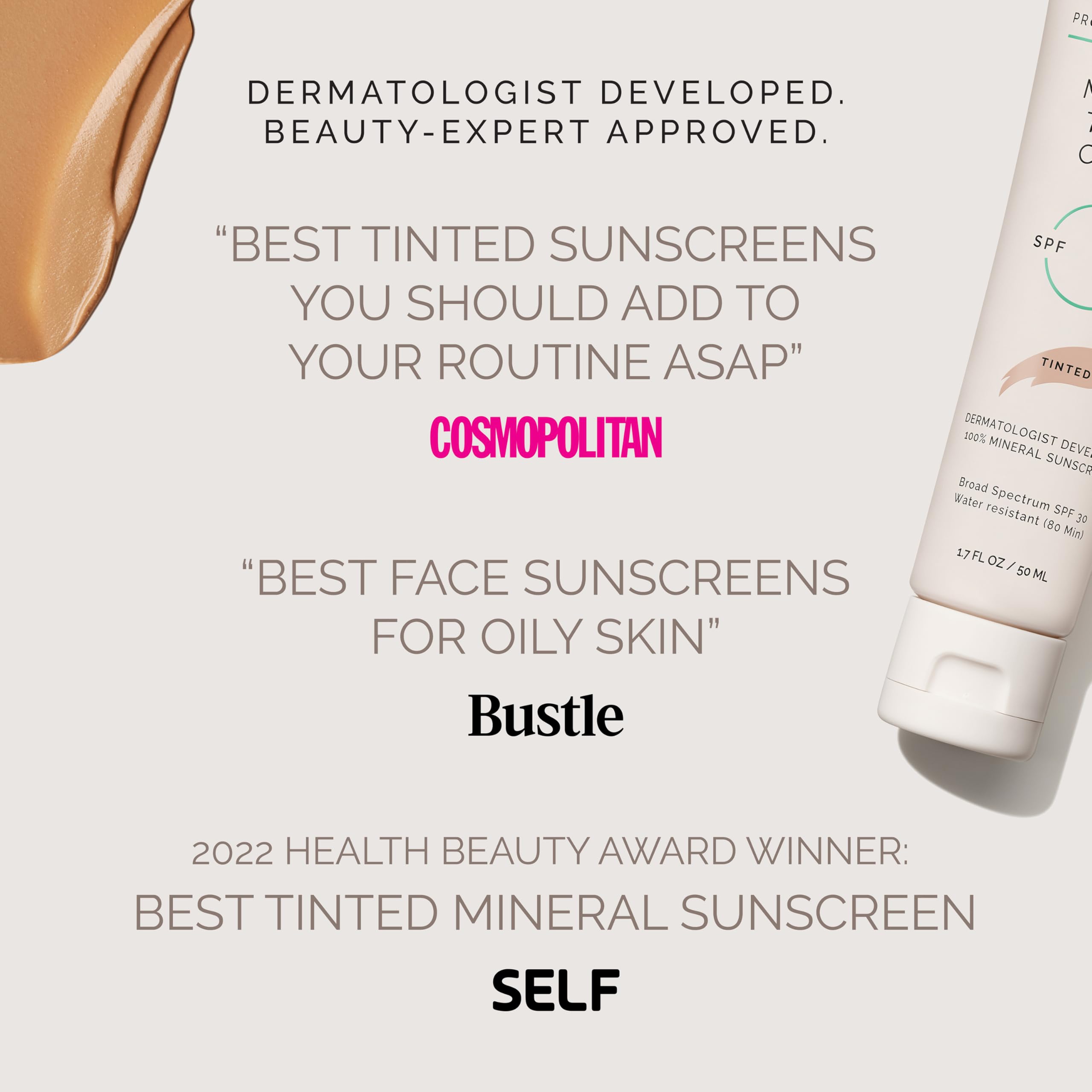 MDSolarSciences tinted creme sunscreen used as primer for makeup-ready skin.