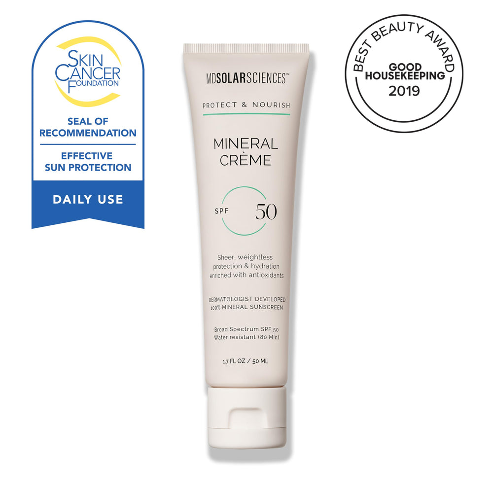 MDSolarSciences Mineral Creme Sunscreen label closeup, quick-reference SPF 50 protection.