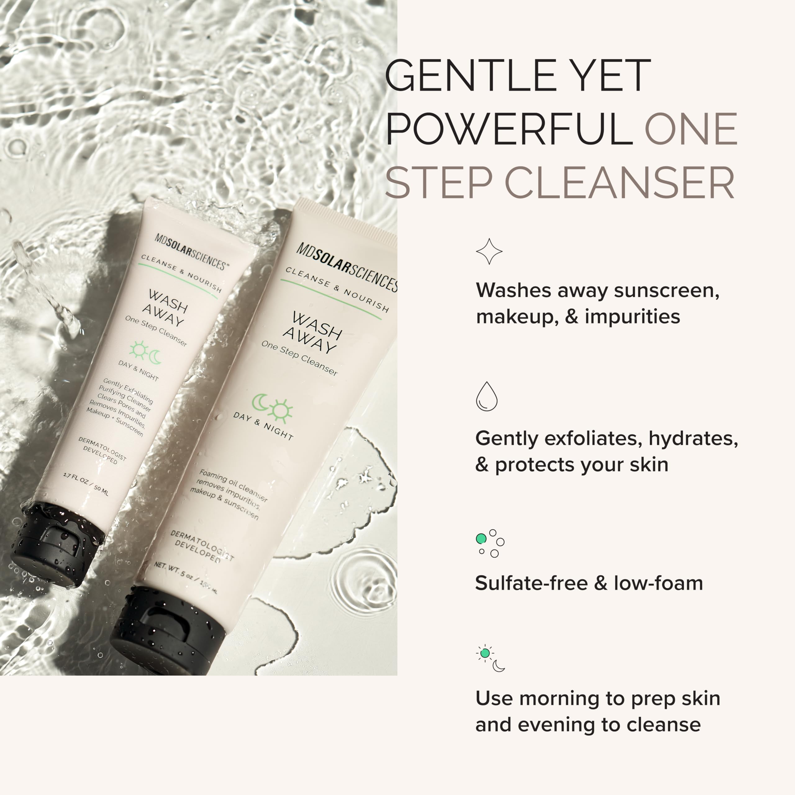 Apple and pineapple extracts in Wash Away Cleanser for gentle exfoliation