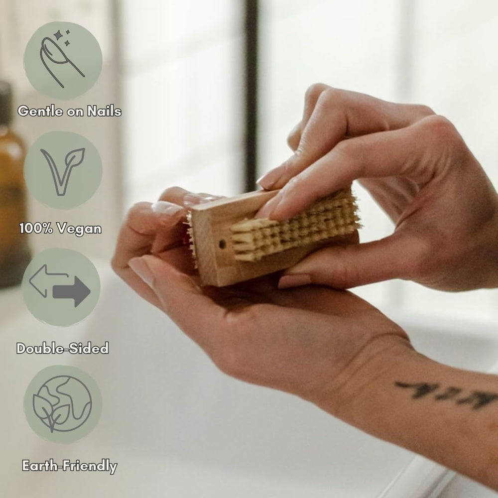 ME MOTHER EARTH bamboo nail brush sisal bristles closeup for dirt removal