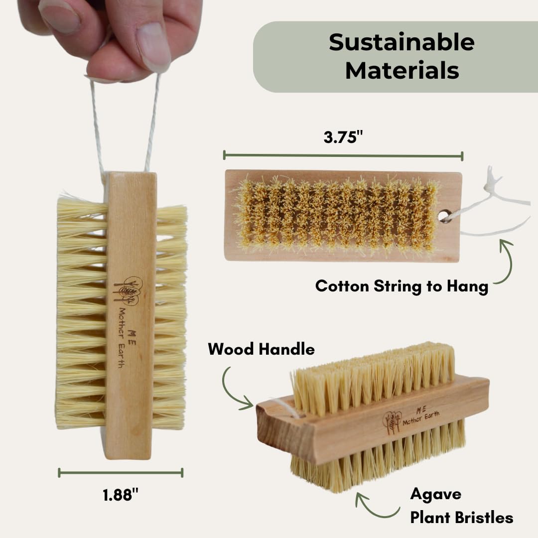 ME MOTHER EARTH bamboo nail brush travel-friendly pack for hygienic nails anywhere