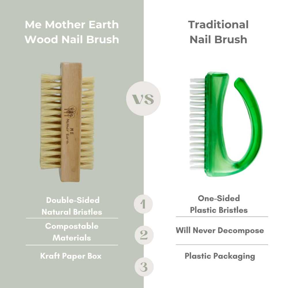 ME MOTHER EARTH bamboo nail brush two-pack travel-friendly design
