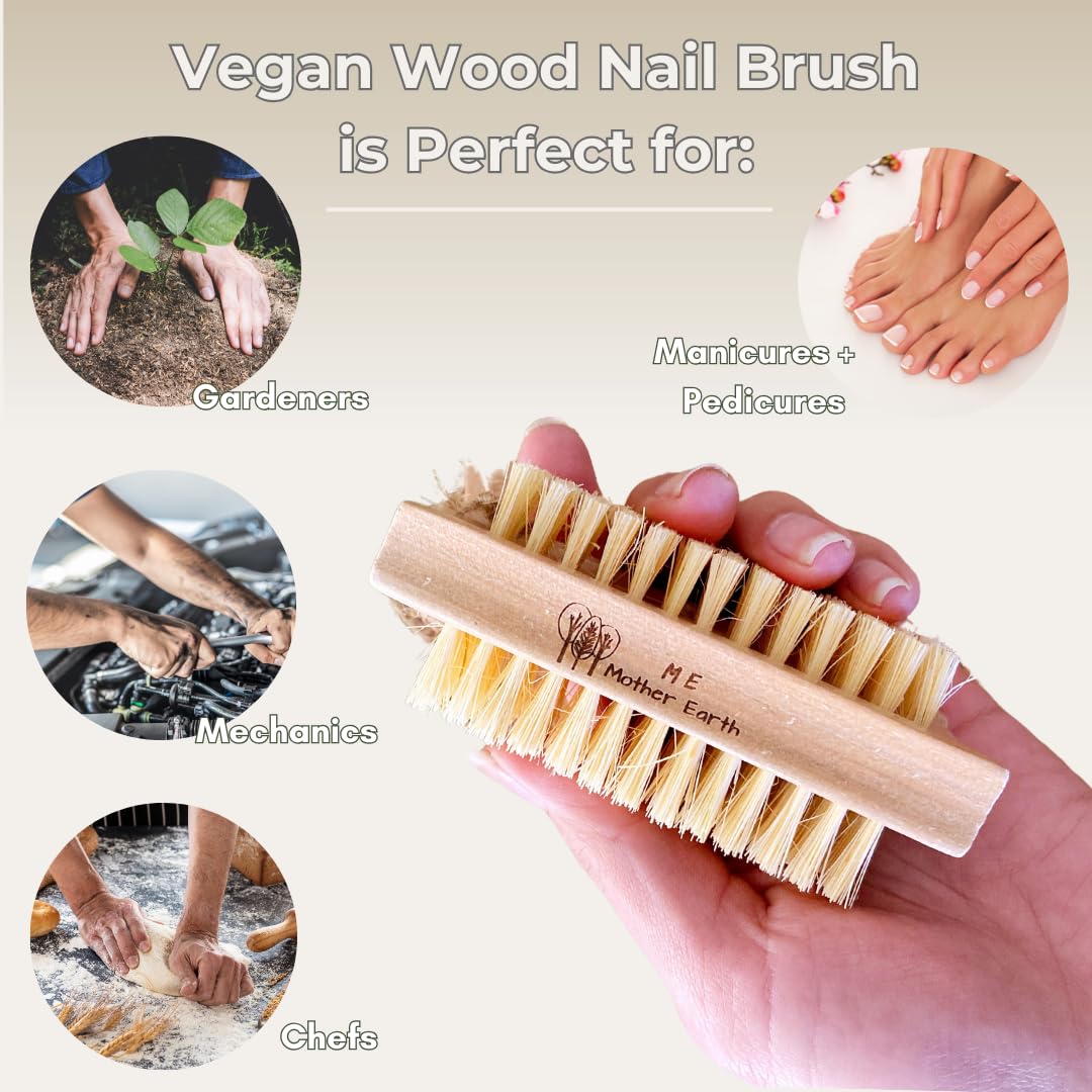 ME MOTHER EARTH bamboo nail brush wooden handle highlighting sustainable materials