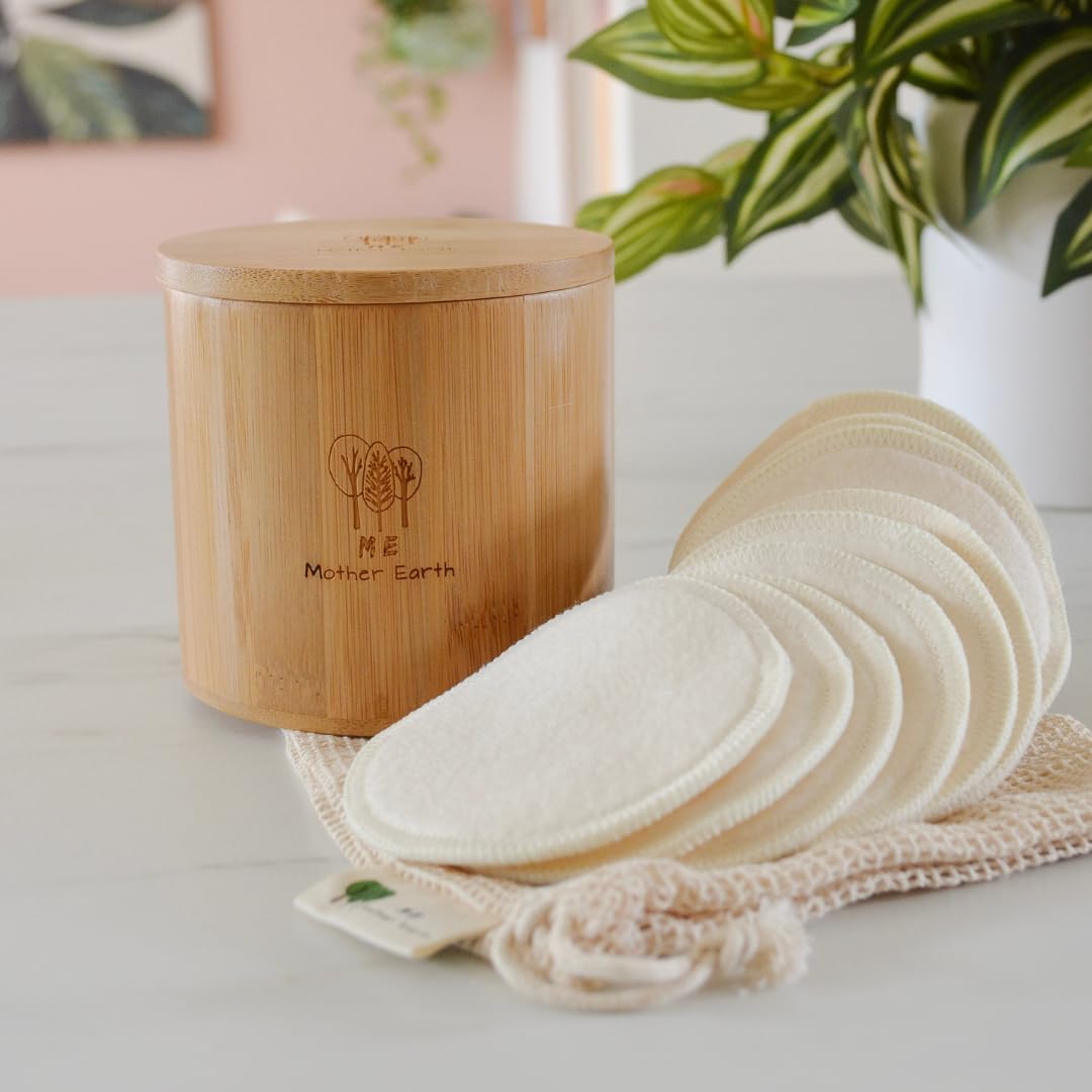 ME MOTHER EARTH hemp cotton rounds close-up showing ultra-soft texture for gentle skincare.