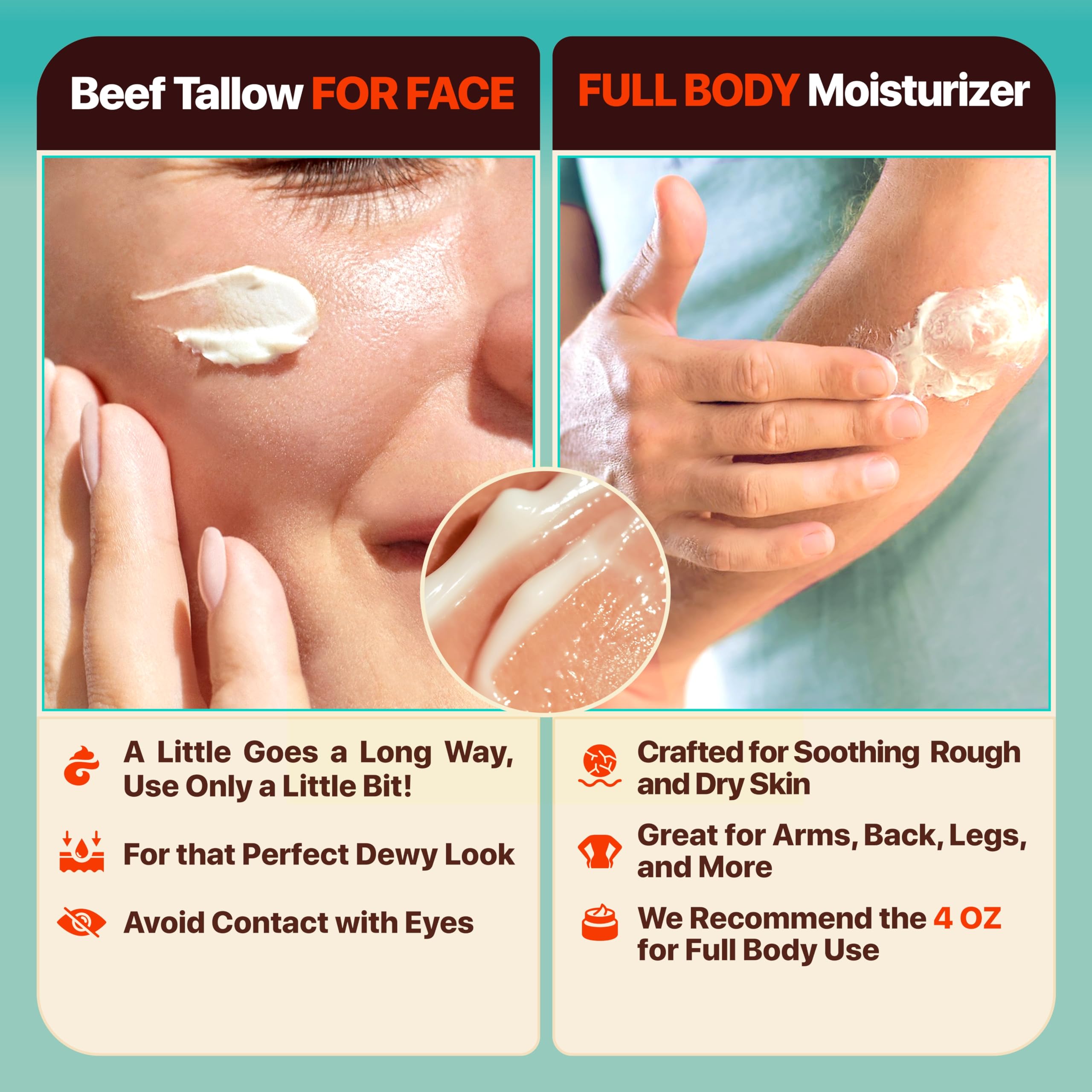 Meadow Bliss beef tallow skin cream label closeup with organic ingredients