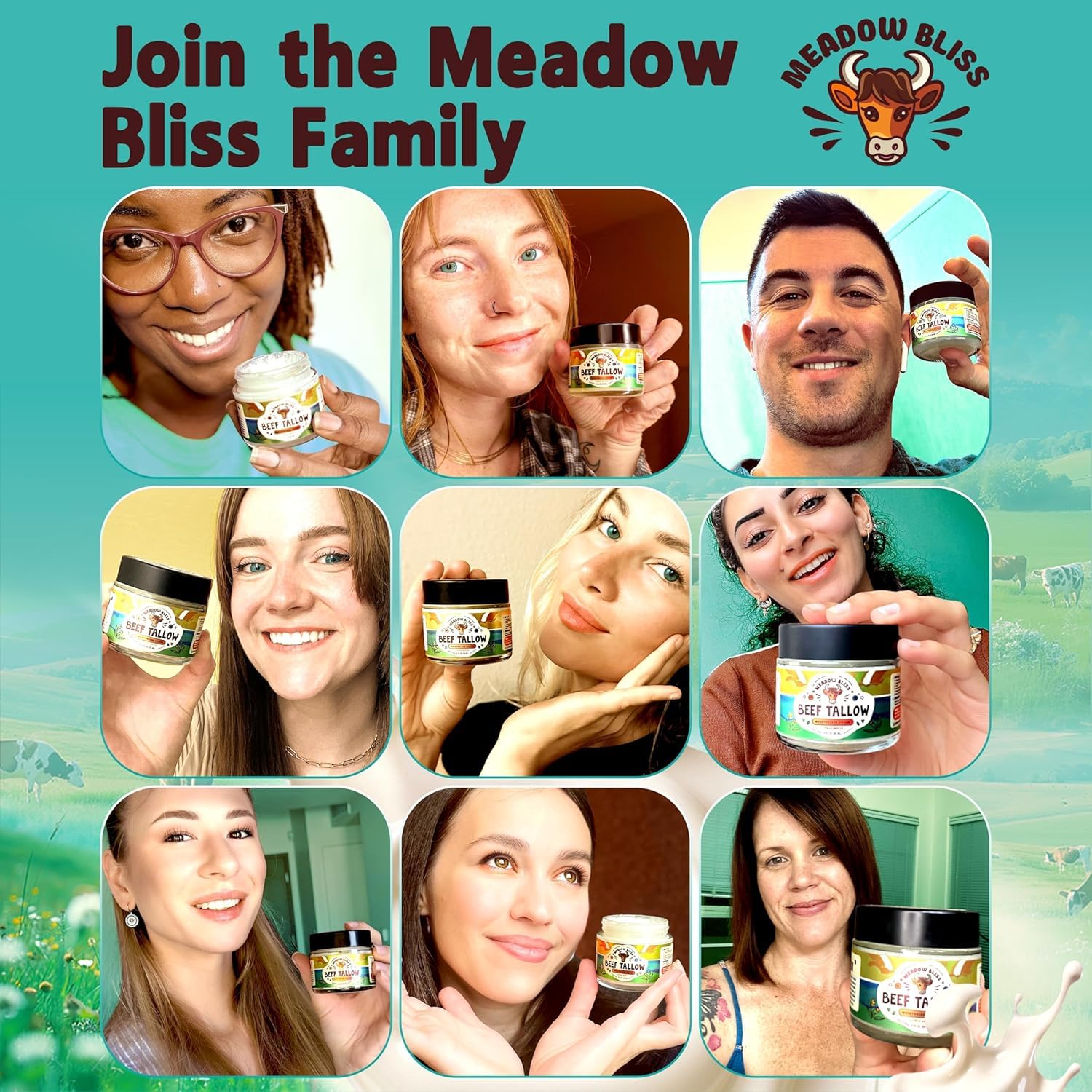 Meadow Bliss beef tallow skin cream whipped texture in bowl