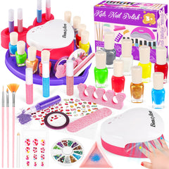 Meaicezli kids nail polish set with butterfly organizer showcases mess-free manicure fun.
