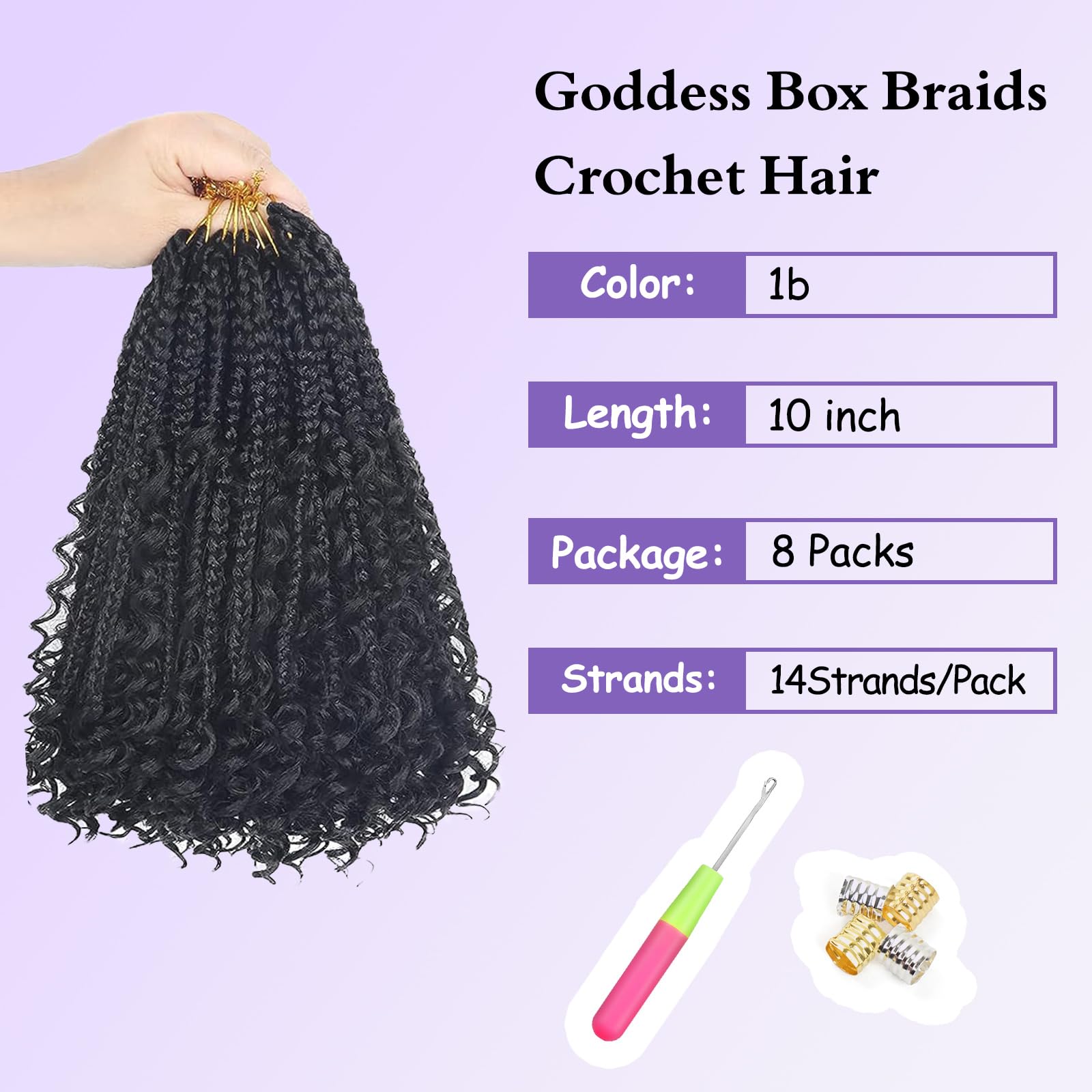 Mebeli Goddess crochet braids with curly ends add boho charm.