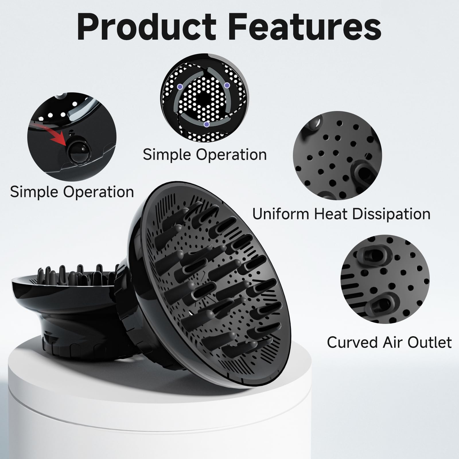 Meborll diffuser close-up on heat-resistant materials ensures durable performance during styling