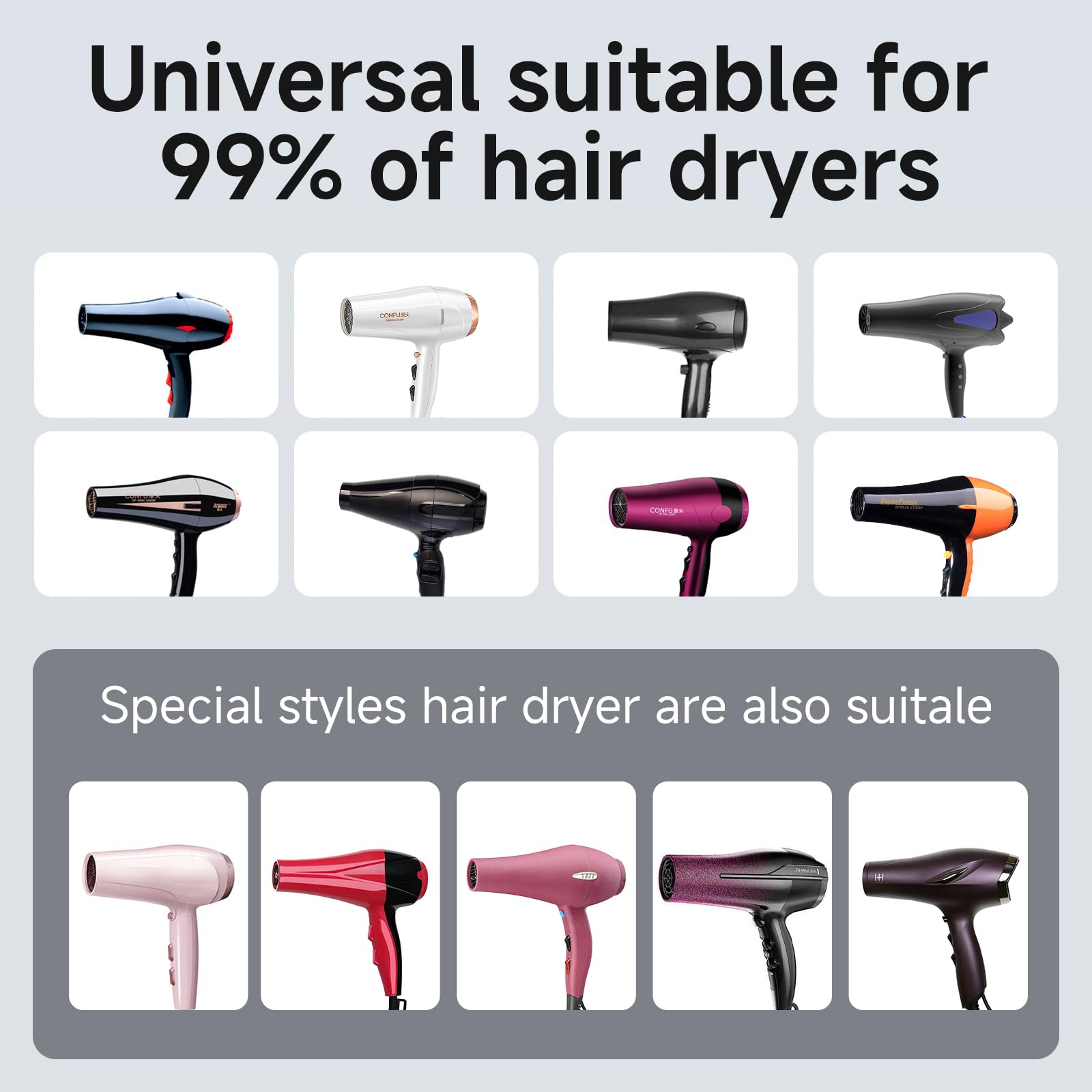 Meborll diffuser on a hair dryer demonstrates user-friendly design for efficient drying