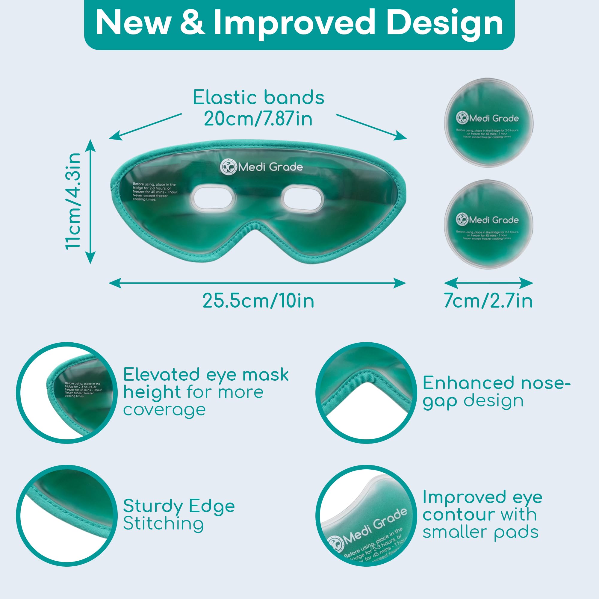 Medi Grade eye mask nose-gap design provides full under-eye coverage