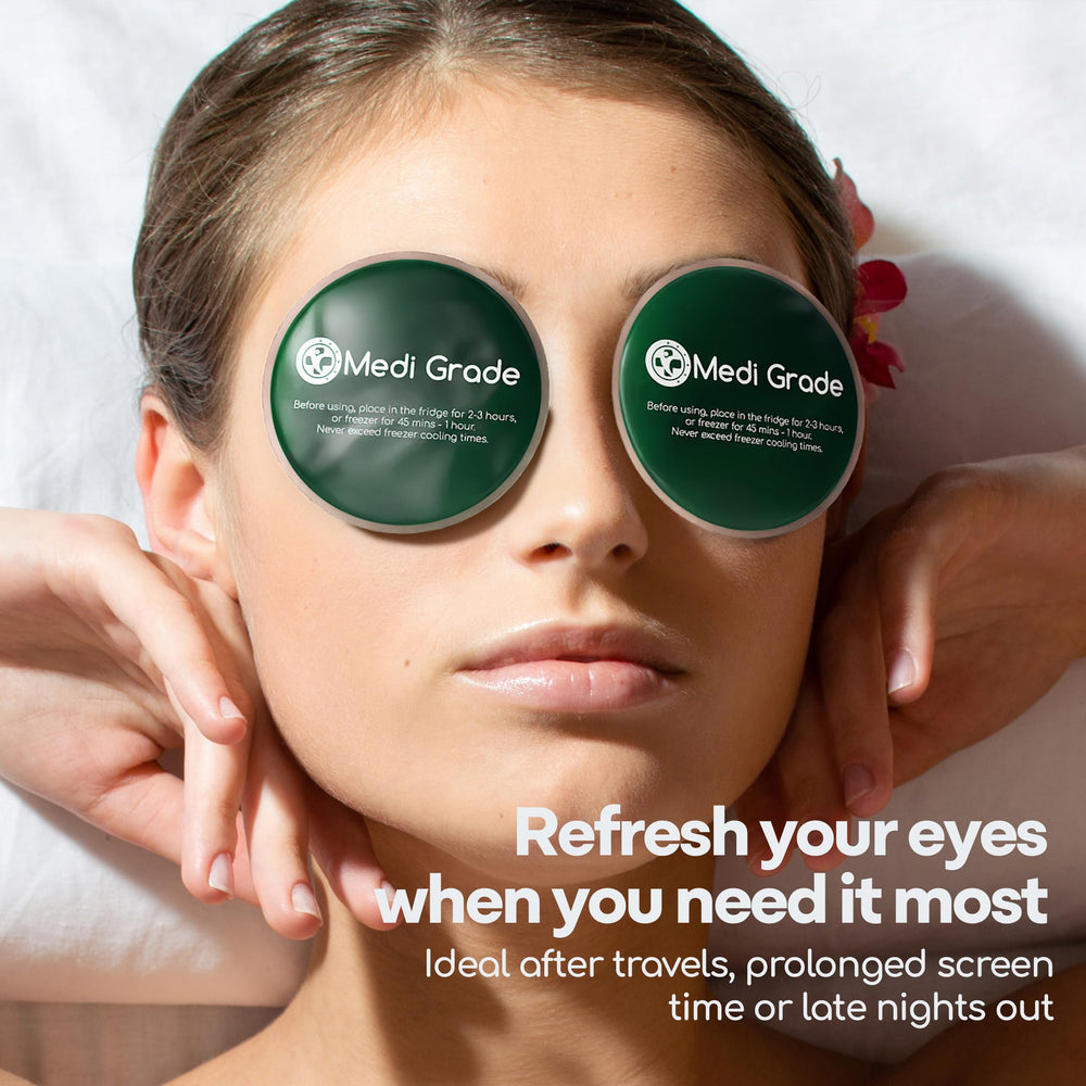 Medi Grade cooling eye mask set includes cold compress and pads