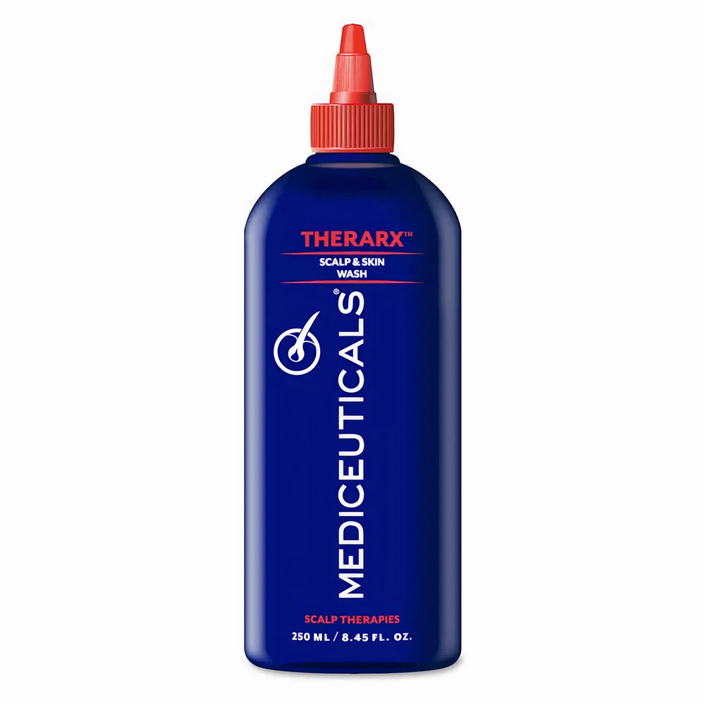 Mediceuticals TheraRx antibacterial scalp wash bottle for daily cleansing and refreshed scalp.