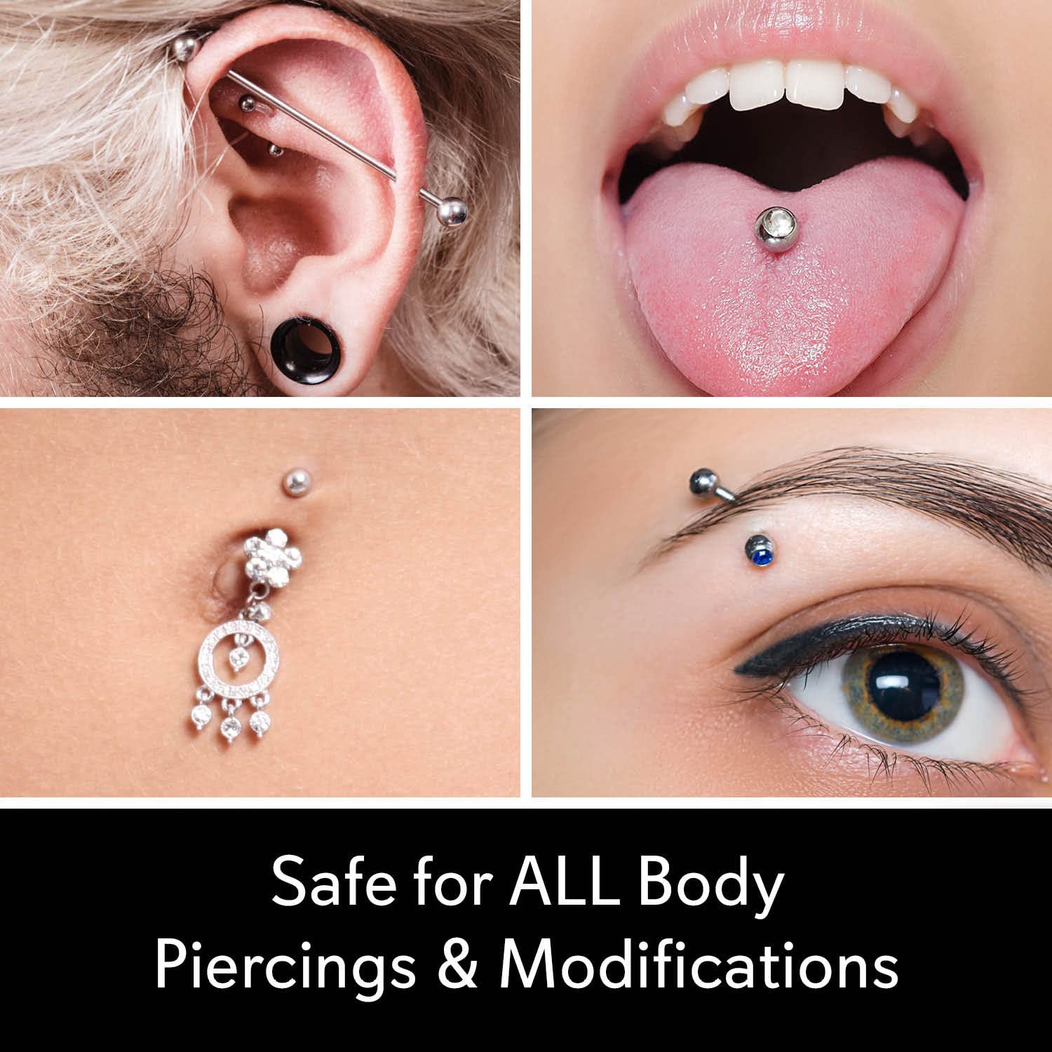 MediCleanse piercing and tattoo cleaning application showing versatile use.