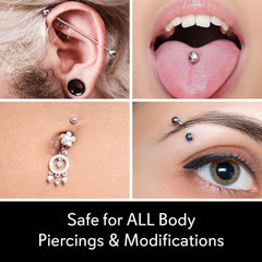 MediCleanse piercing and tattoo cleaning application showing versatile use.