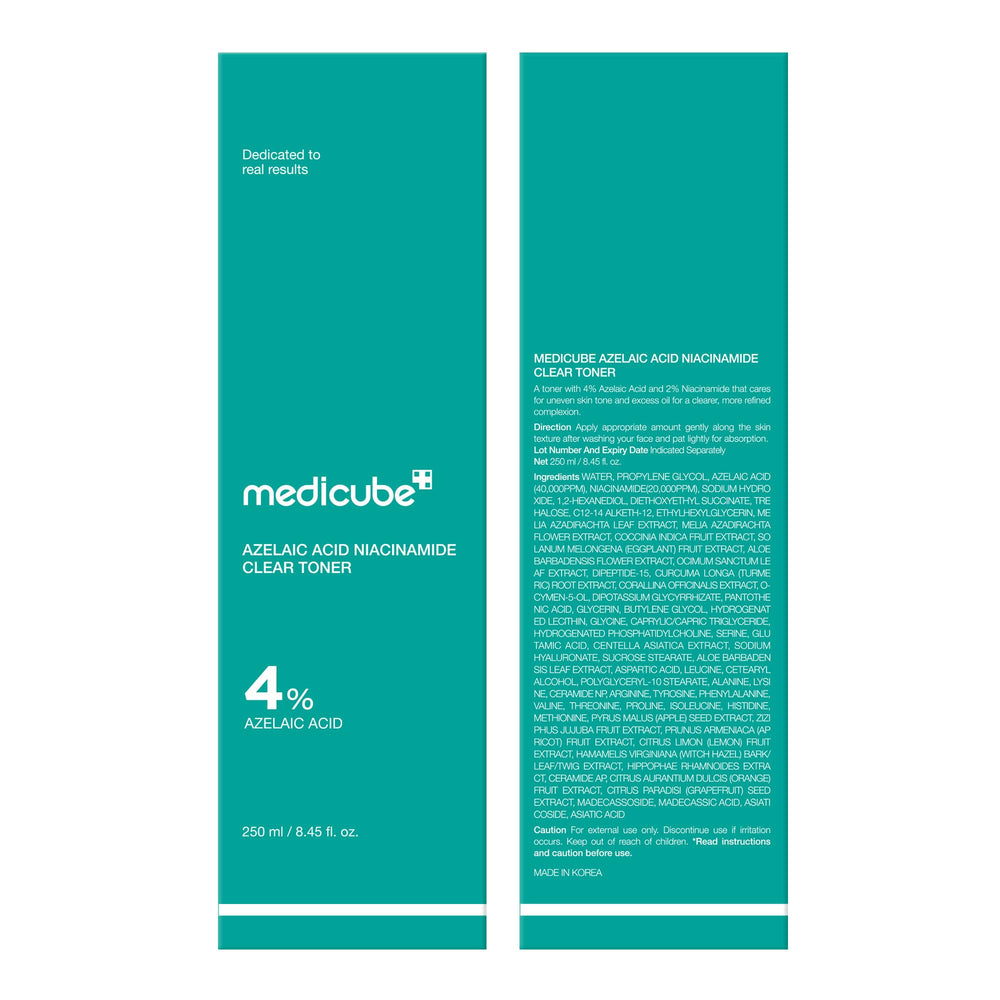 Medicube 8.45-oz toner bottle promises gentle clarifying hydration.