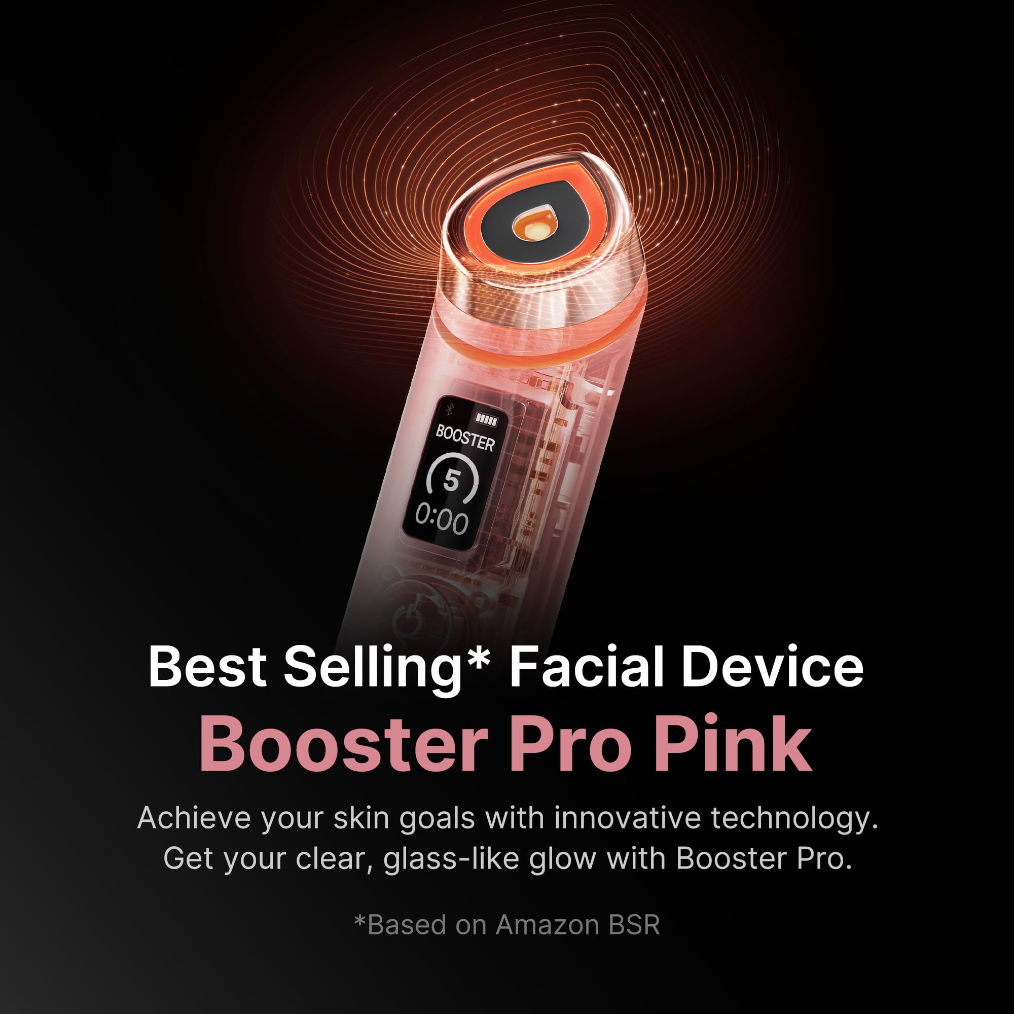 Medicube Age-R Booster Pro Pink glass wand on face showing glow