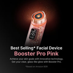 Medicube Age-R Booster Pro Pink glass wand on face showing glow