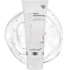 Medicube Age-R Booster Serum bottle closeup for hydrating skin nourishment.