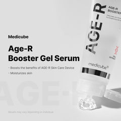Medicube Age-R Booster Serum gel texture ready for quick absorption and daily use.