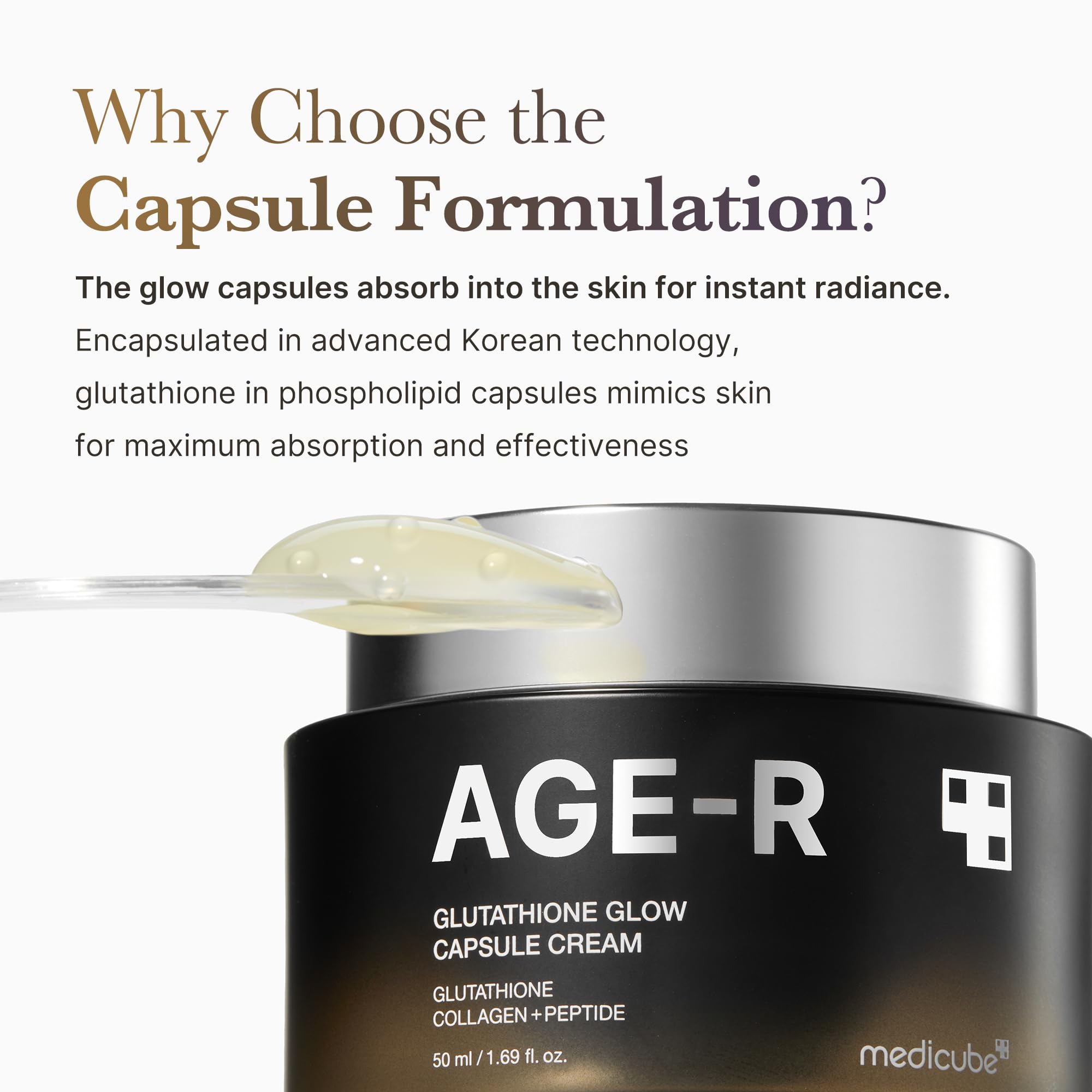 Medicube AGE-R Glutathione Glow packaging box signaling premium glow formulation.