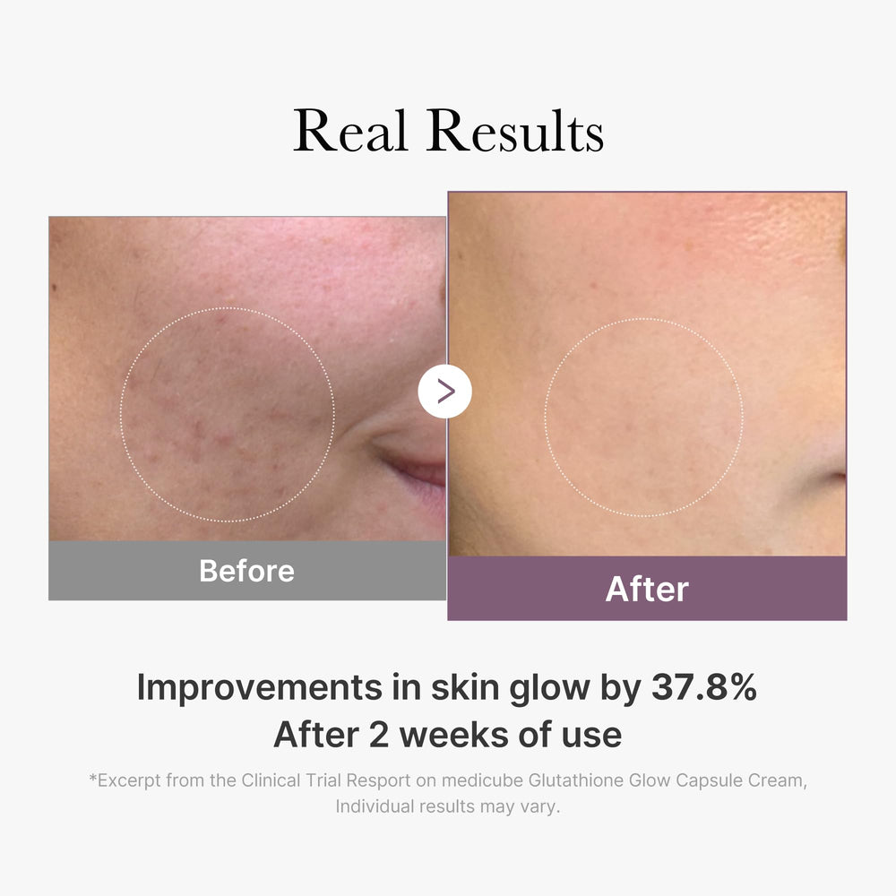 Medicube AGE-R Glutathione Glow texture swatch reveals creamy, hydrating formula.