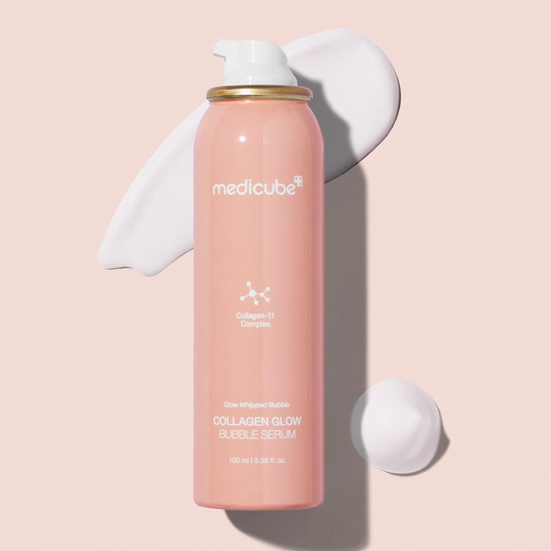 Medicube Collagen Glow Bubble Serum on hand illustrating quick absorption