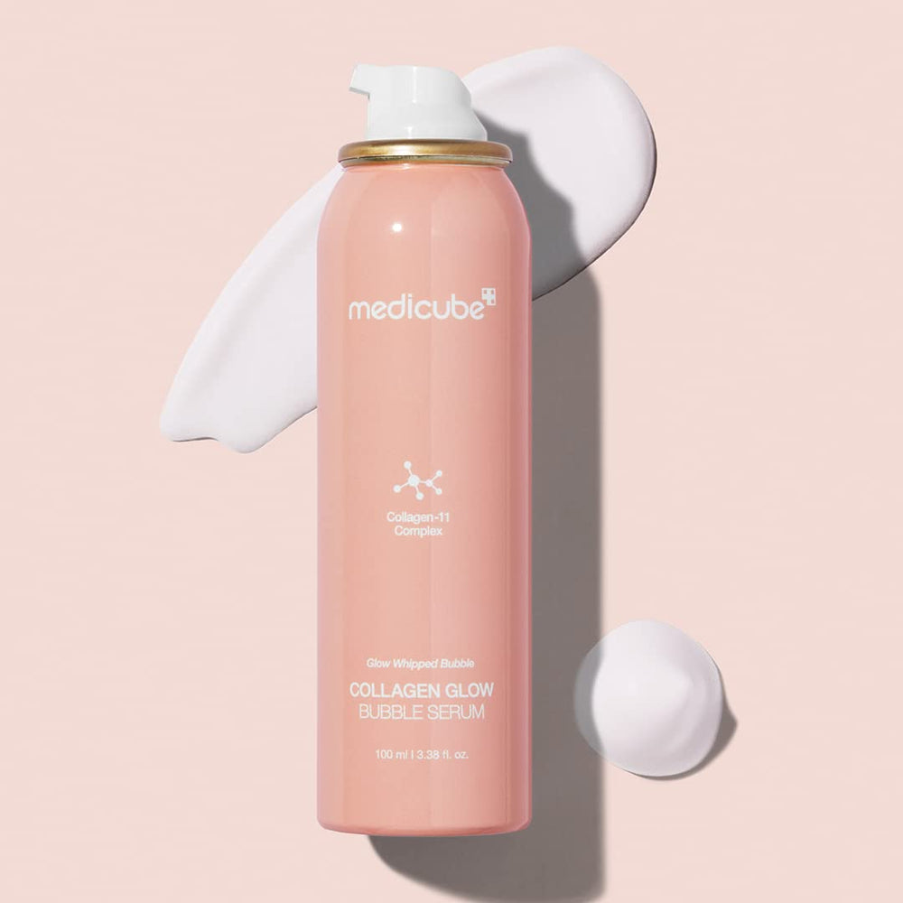 Medicube Collagen Glow Bubble Serum on hand illustrating quick absorption