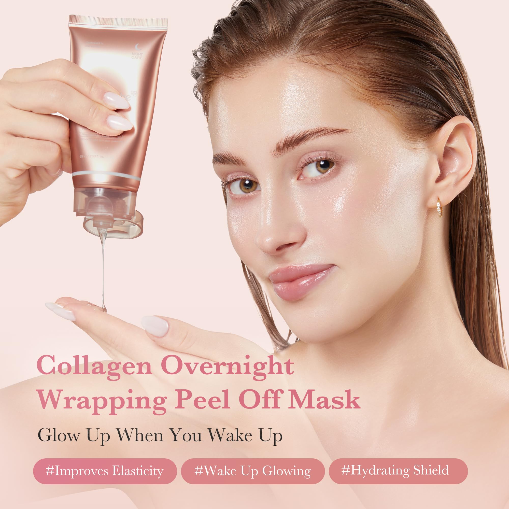 Medicube Collagen Night Wrapping Mask film peel being removed in one piece.