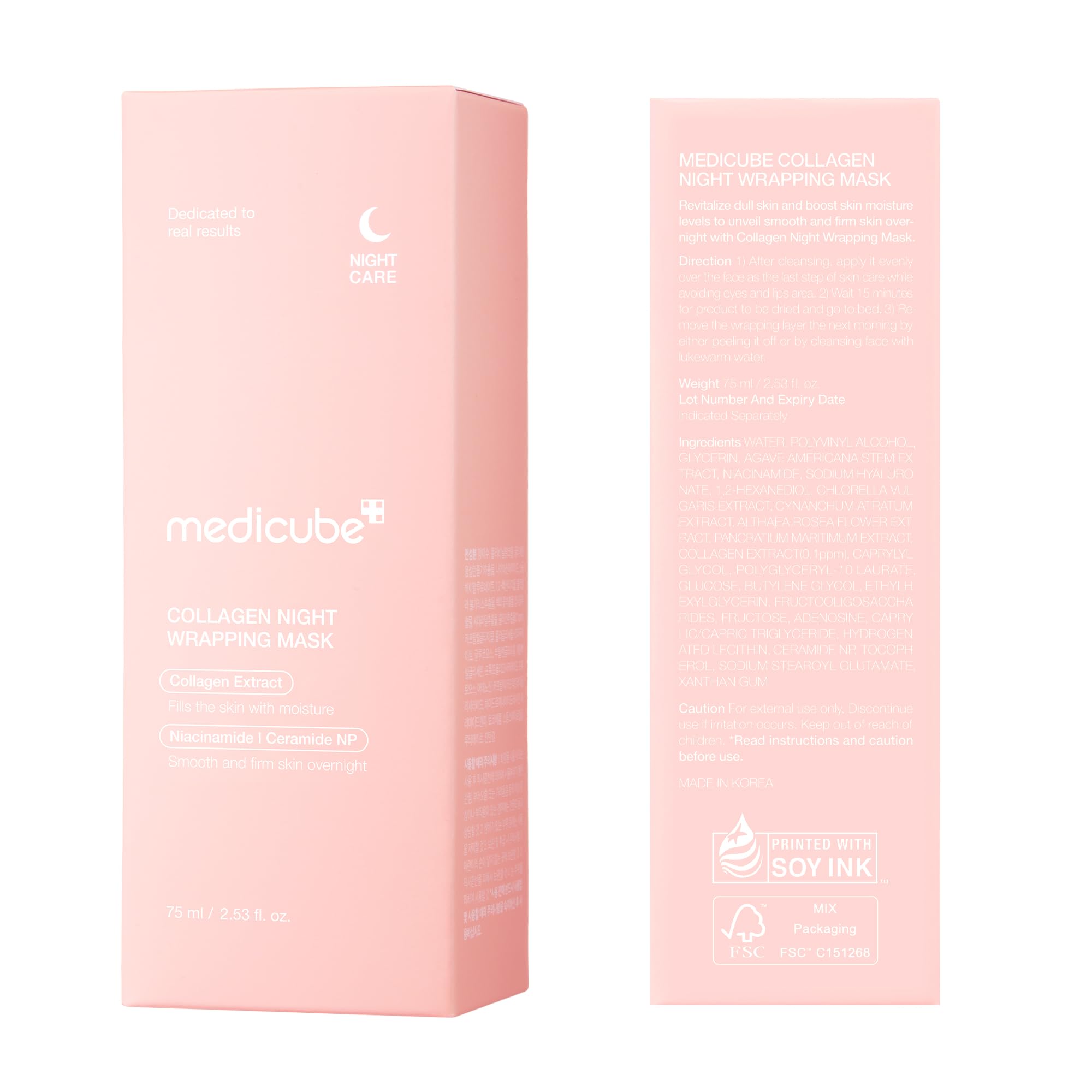 Medicube Collagen Night Wrapping Mask morning glow after use.