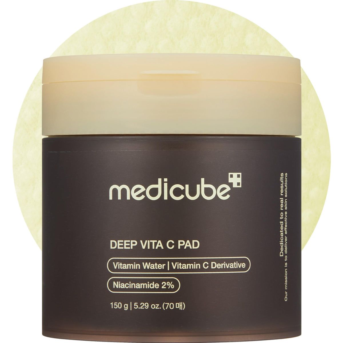 Medicube Deep Vita C Pad embossed side close-up for gentle exfoliation and pore refinement.