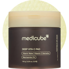 Medicube Deep Vita C Pad embossed side close-up for gentle exfoliation and pore refinement.