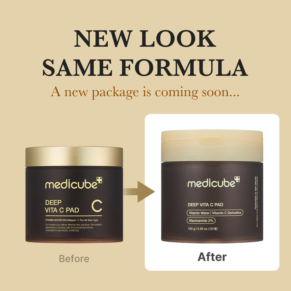 Medicube Deep Vita C Pad silky side close-up highlighting final polish and glow.