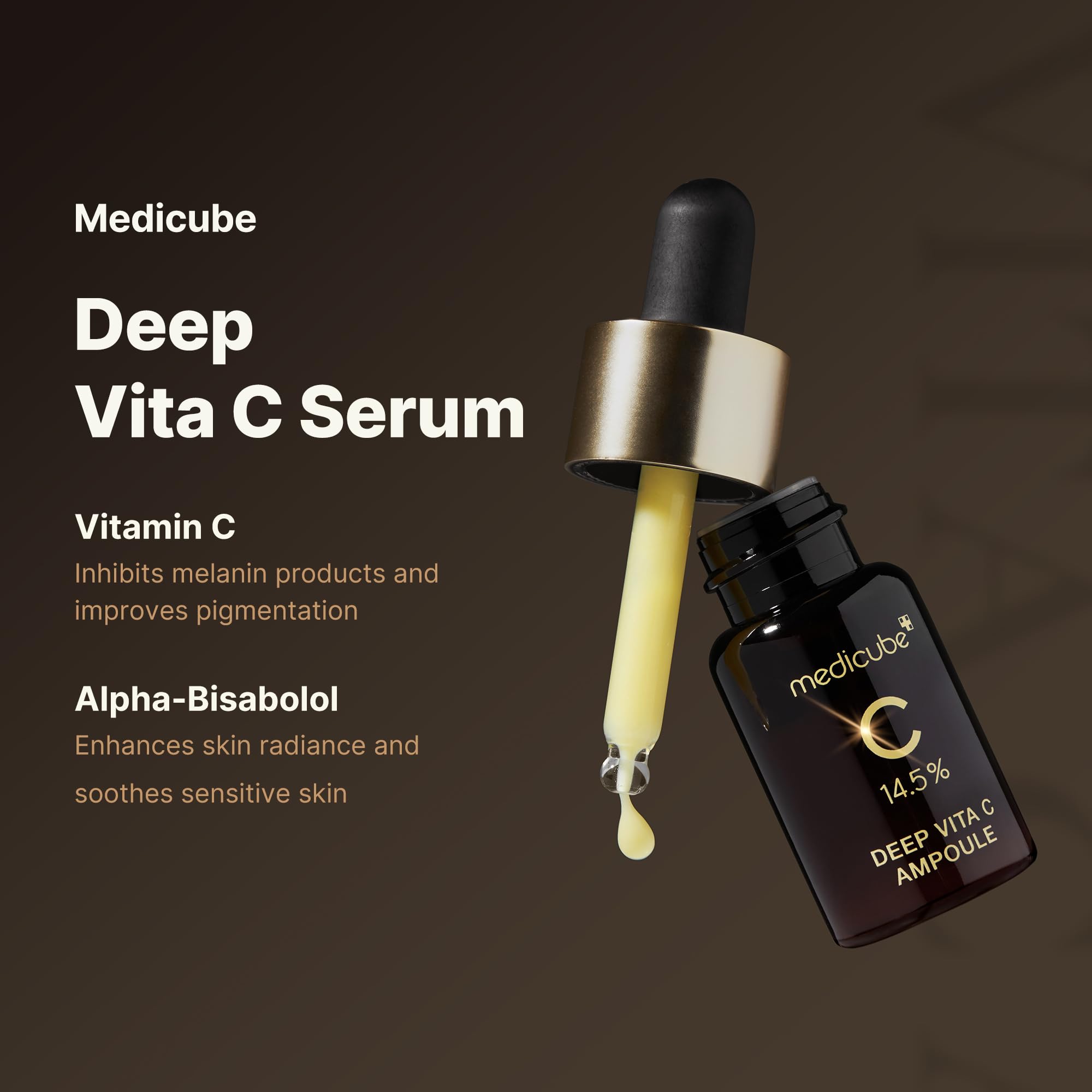 Medicube Deep Vita C Serum 2.0 application drops indicating 2-3 drops usage