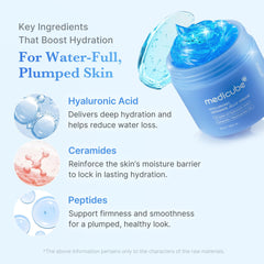 Medicube Hyaluronic Acid Moisturizing Jelly Cream bottle with swatch showing non-greasy finish