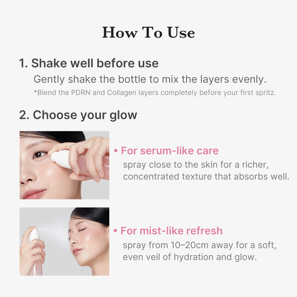 medicube label close-up listing pink PDRN collagen and active ingredient benefits