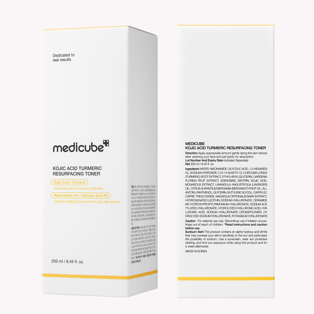 Medicube Kojic Acid Turmeric Toner skin-tone close-up showing even complexion potential