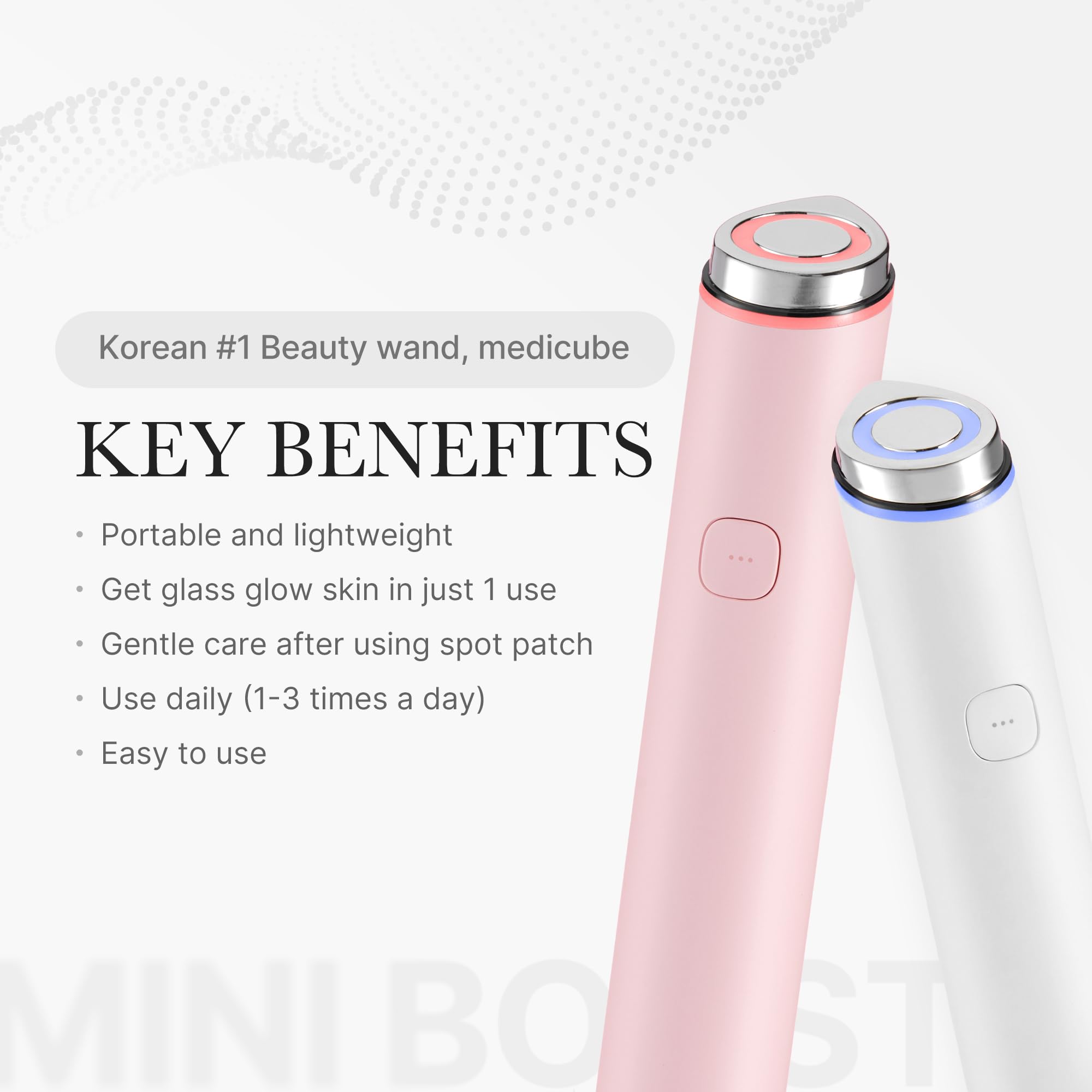 Medicube Mini Booster Pro Pink aftercare application on cheek