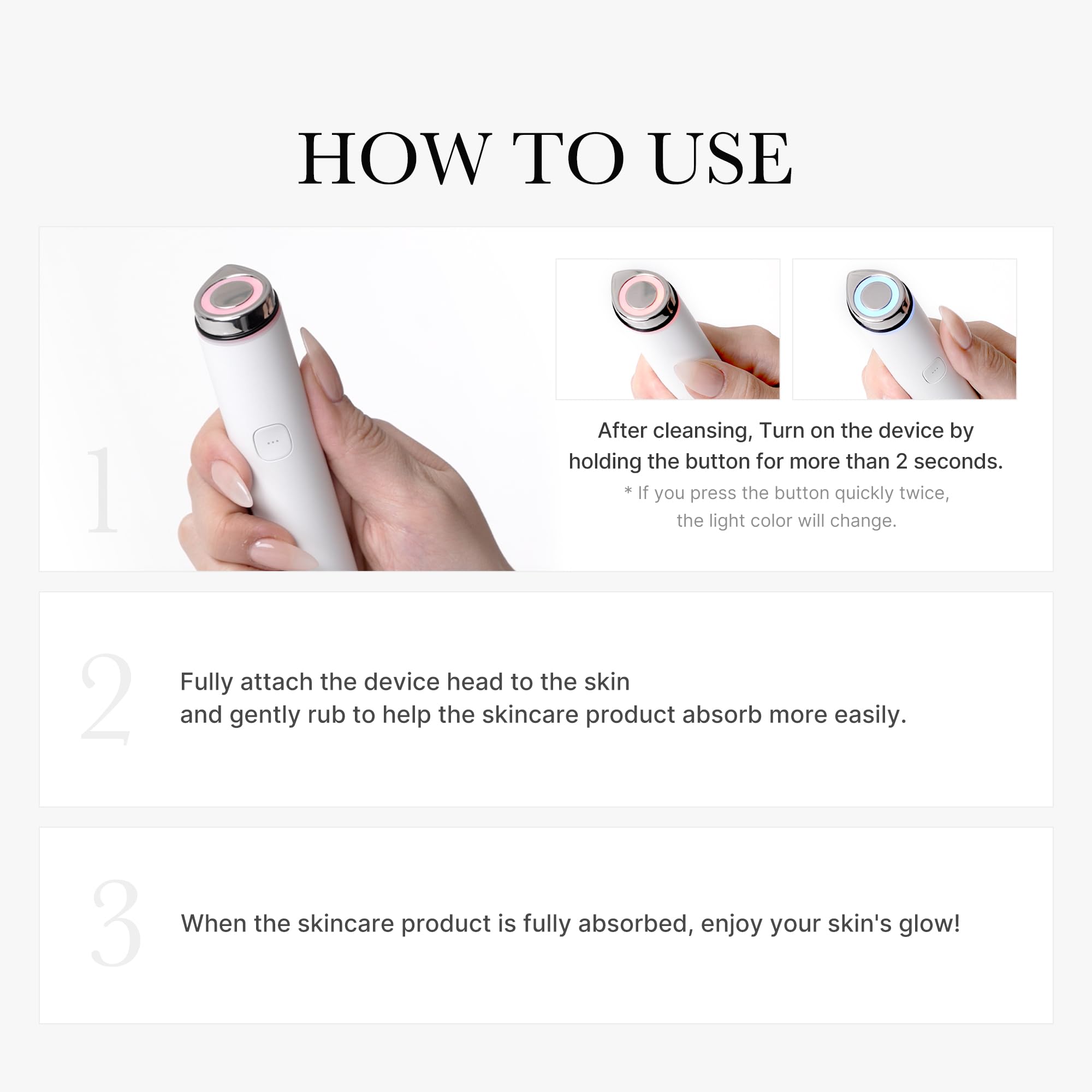 Medicube Mini Booster Pro Pink handheld usage during skincare routine