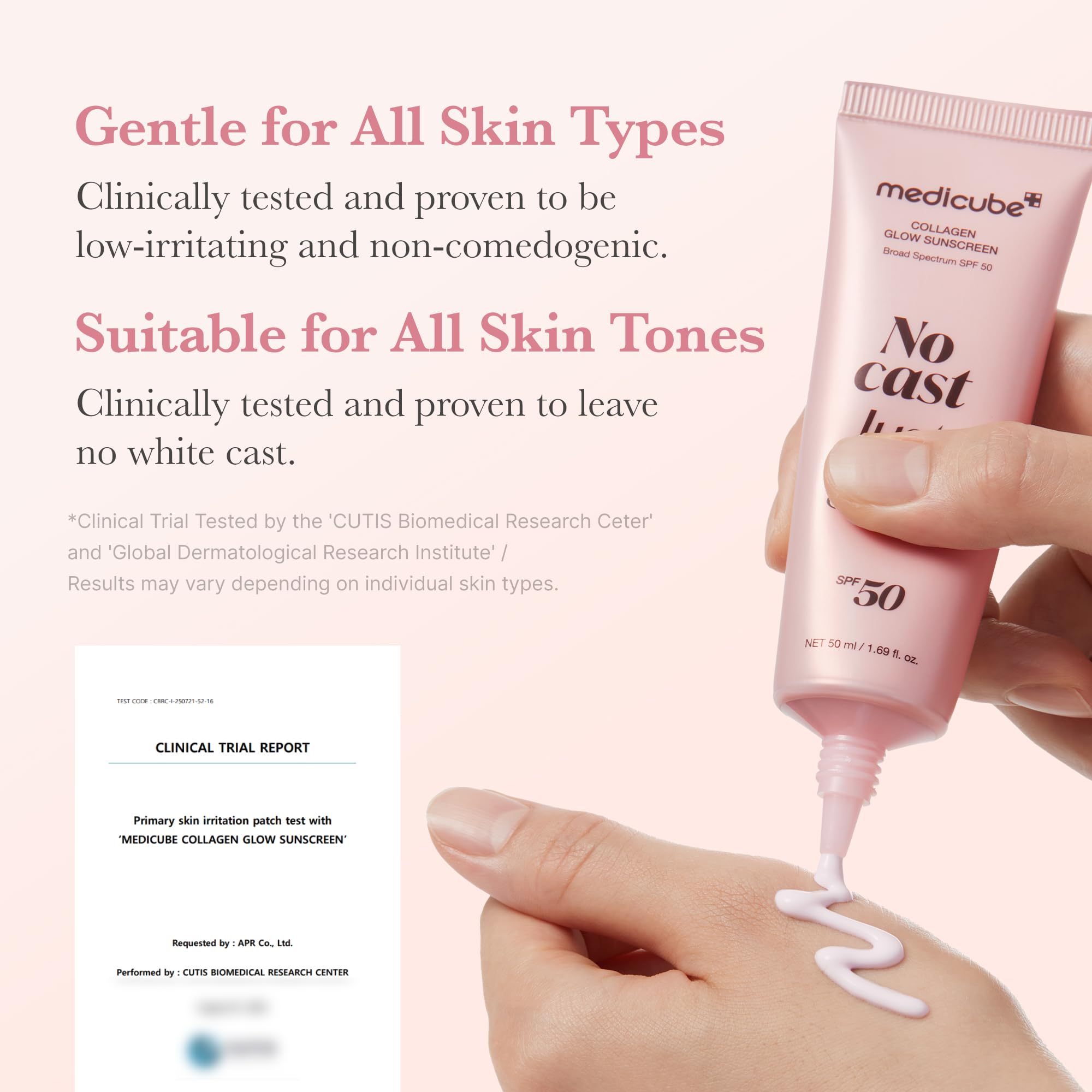 medicube No Cast Just Glow sunscreen ingredients ceramide close-up.